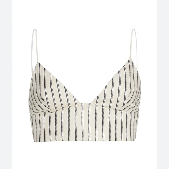 ADAM LIPPES Striped Denim Bralette Top - Picture 1 of 5